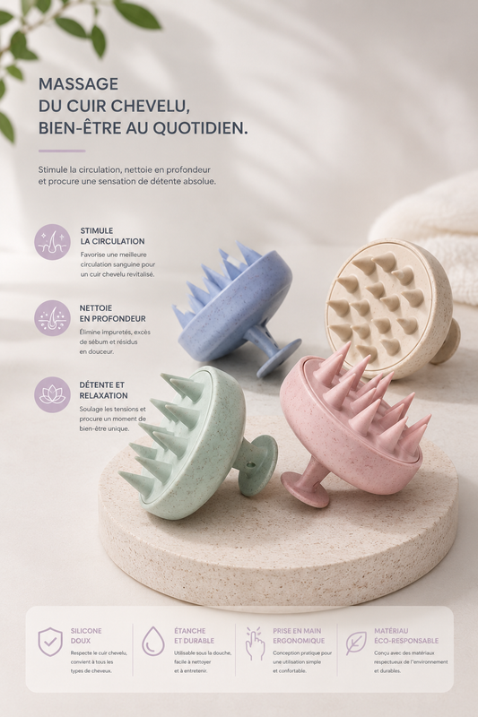 Brosse Massante Cuir Chevelu en Silicone PuraClear