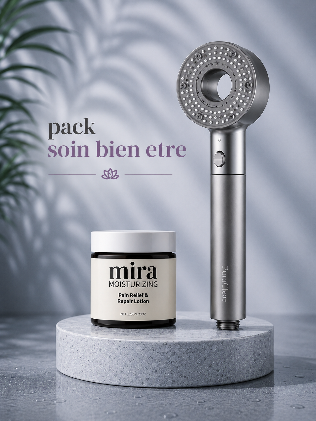 Pack soin bien ètre – Pommeau Filtrant + Lotion Hydratante PuraClear