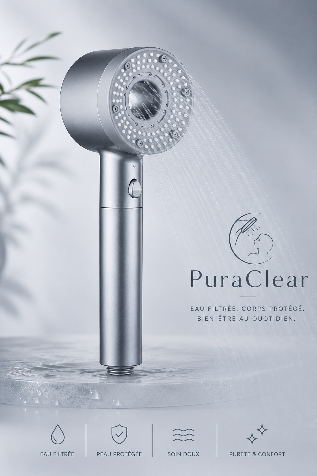 Pommeau de Douche Filtrant Haute Pression – 5 Modes | PuraClear