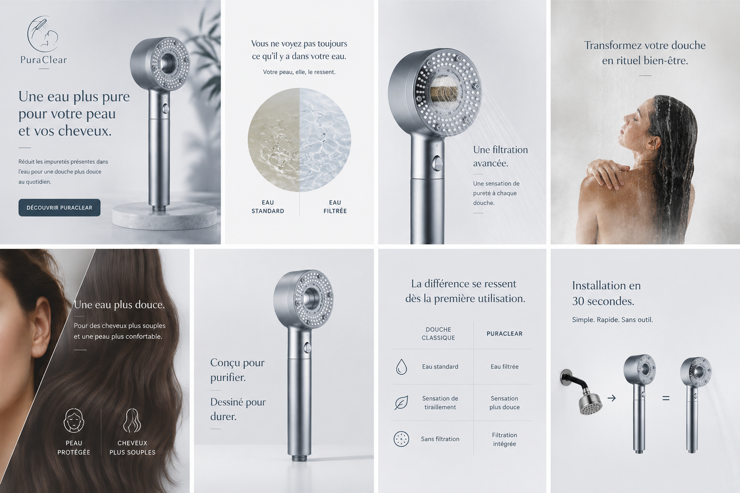 Pommeau de Douche Filtrant Haute Pression – 5 Modes | PuraClear